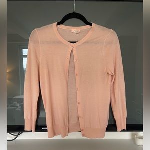 J. Crew Featherweight Cashmere Cardigan Sweater in Pink